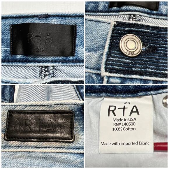 RTA Ryder Straight Distressed Faded Jeans SIZE 29 Light Blue Frayed Hem USA - Picture 6 of 16